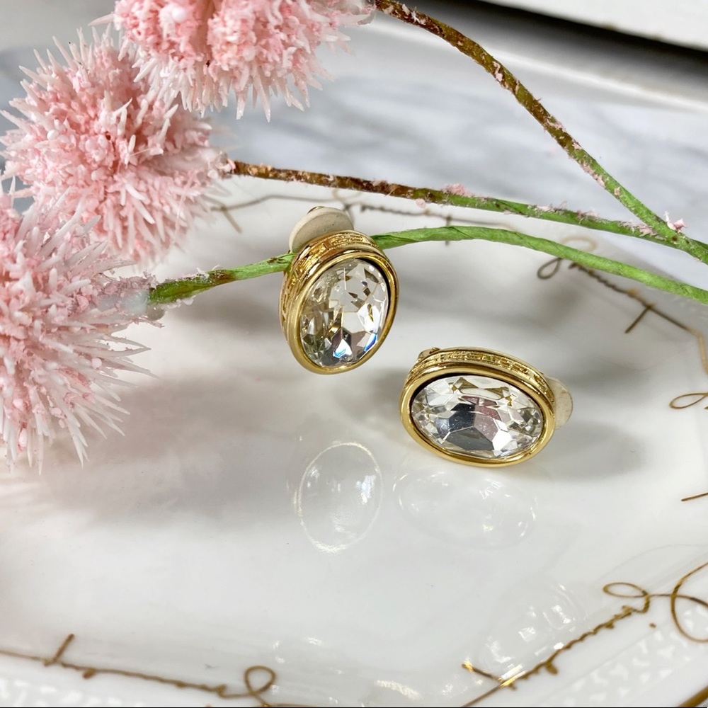 Givenchy Couture Crystal Clip-On Logo Earrings - Picture 3 of 12
